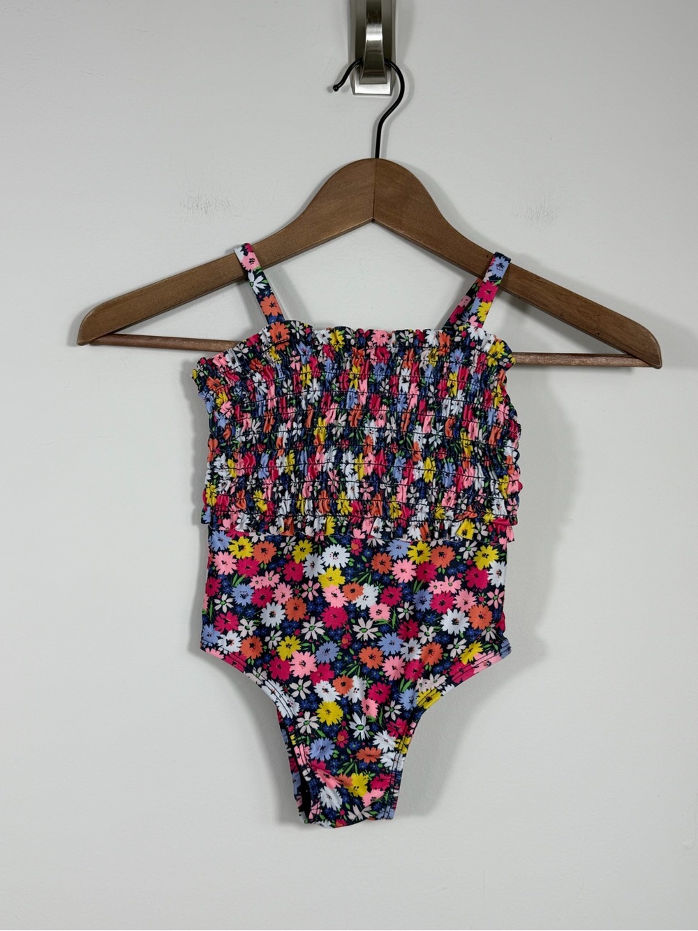 Baby GAP Girls 4T Floral Smocked One Piece Swimsuit Multicolor